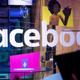 Conference workers speak in front of a demo booth at Facebook’s annual F8 developer conference.